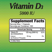 Vitamin D3 5000 IU - 100 Capsules