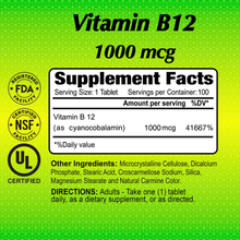 Vitamin B12 1000mcg - 100 Tablets